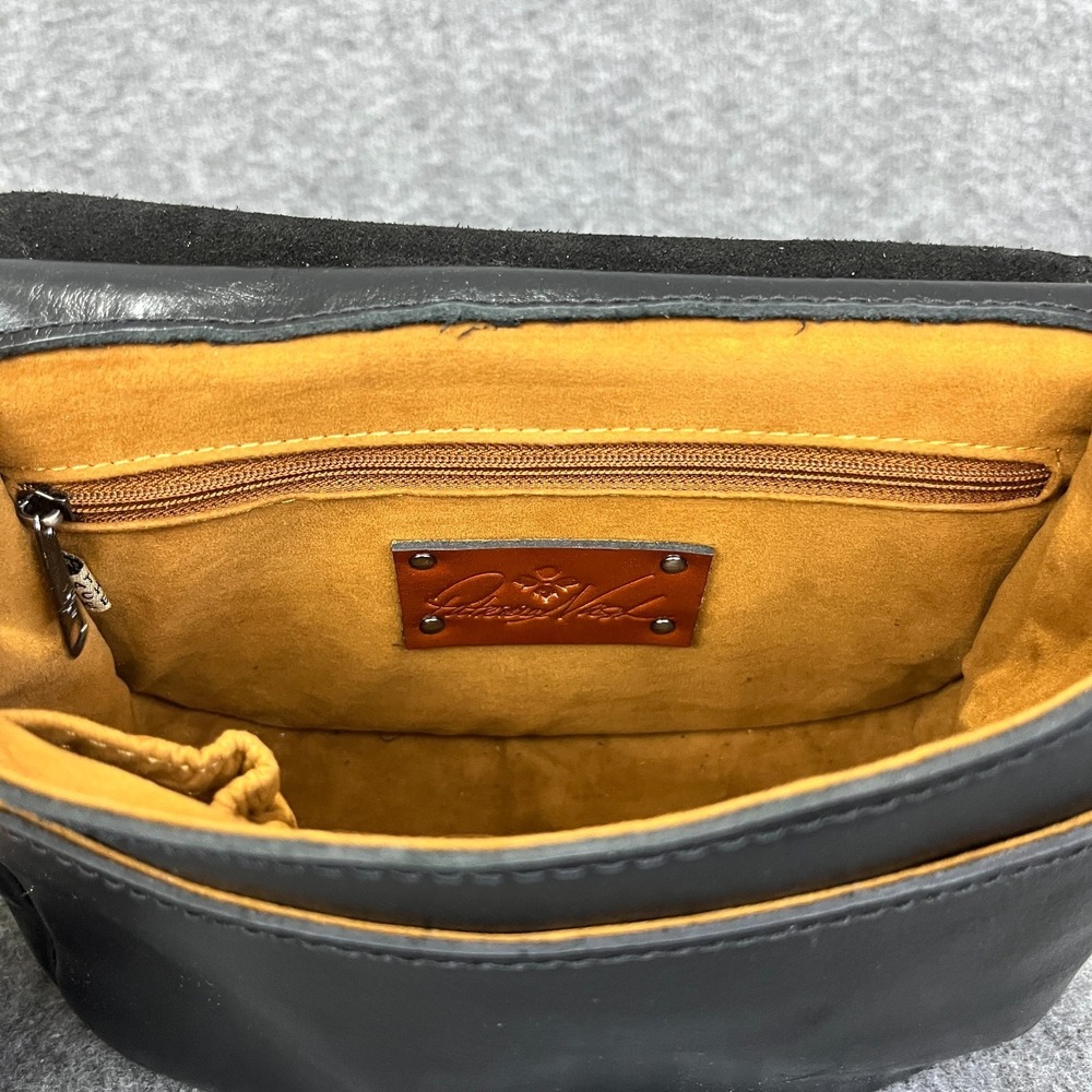 Patricia Nash London Saddle Bag Heritage Black Leather Crossbody Medium Purse - Picture 9 of 13